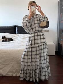 DAZY Women's Casual Commuter Plaid Shirt And Skirt 2 Pieces Set - Multicolor - View 2