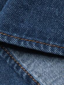 DAZY Toddler Boys' Turndown Collar Embroidery Korean Style Washed Casual Denim Shirt Summer - Blue - View 10