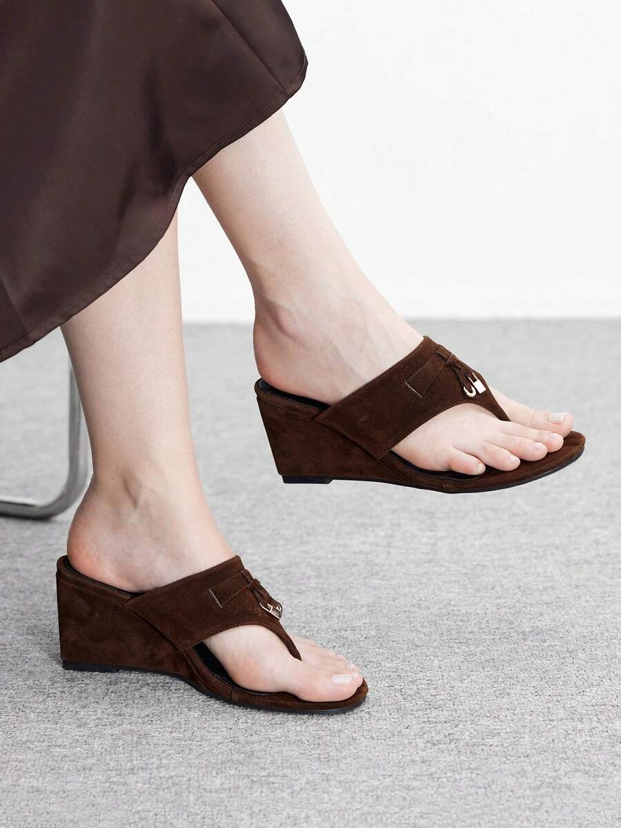 CUCCOO BIZCHIC Dép lê đế xuồng đính đá lấp lánh dành cho nữ, kiểu dáng thường ngày. - Cà phê nâu - Xem 1