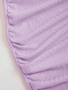 Sweetra Waist-Cinching Minimalist Flare Sleeve Bodycon Cinched Waist Dress - Mauve Purple - View 6