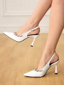 CUCCOO HITCHD Giày cao gót mũi nhọn đính đá lấp lánh dành cho nữ, kiểu dáng thanh lịch, sang trọng, lãng mạn, gợi cảm, phong cách Gothic, chất liệu da lộn màu đen, thích hợp cho váy dạ hội, dự đám cưới, tiệc trà chiều, hẹn hò, tiệc tùng, lễ hội, Halloween, Giáng sinh, Lễ Tạ ơn, sinh nhật. - trắng - Xem 5