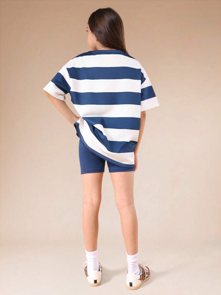 Striped T-Shirt And Shorts Set