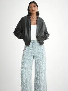 Daynim Women's Casual Frayed Hem Denim Jeans - Light Wash - View 4