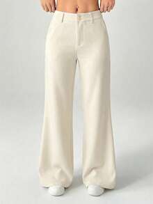 SHEIN PETITE New Style Autumn Winter Low-Waist Casual Personalized Suit Trousers - Apricot - View 6