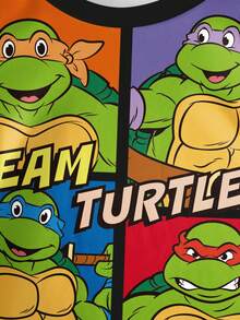 TEENAGE MUTANT NINJA TURTLES | SHEIN Baby Boy Letter & Cartoon Print Round Neck Short Sleeve Top - White - View 3