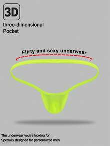 1pc Charming Yellow Hollow Mesh Sexy Briefs For Men - Yellow - View 2