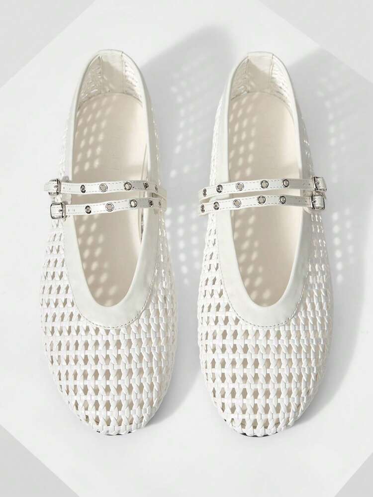 WOMEN BUCKLE HOLLOW OUT FLATS SPRING SHOES