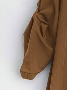 SHEIN Tall CURVE 大码女式法式休闲夏季V领短袖连衣裙 - 摩卡棕 - 查看 5