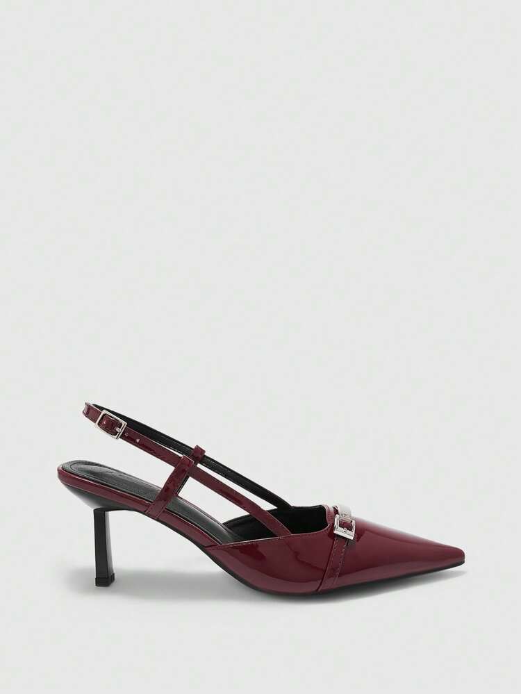 CUCCOO BIZCHIC Lacquered Leather French High-End Backless Heeled Women Shoes Spring Shoes