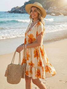 Sylviya 女士休闲碎花娃娃度假连衣裙，夏季 - 彩色 - 查看 6