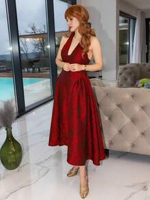 Gretanique 女士万圣节长裙 - 紅色和黑色 - 查看 5