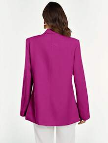 Aveloria Modichic Áo blazer cổ ve lật màu trơn, kiểu dáng thường ngày, thích hợp cho mùa xuân/thu. - Màu tím - Xem 2