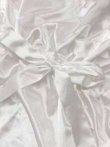 GlowEve Women's Elegant Casual V-Neck Patchwork Lace Drawstring Waist Blouse - White - View 3