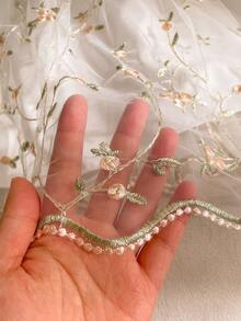 SHEIN 女童甜美荷叶边无袖刺绣网纱公主裙，适合度假、派对、夏季穿着 - 彩色 - 查看 5