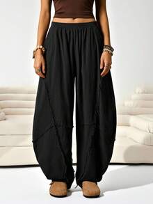 Solflare Quần ống loe cạp chun cỡ lớn cho nữ, thường ngày - màu đen - Xem 3