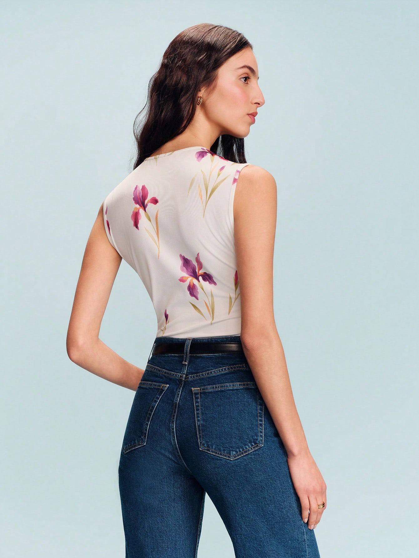 Women's Floral Print Fitted Sleeveless Top Casual Vacation Office Spring Summer Style French Style Parisian Style