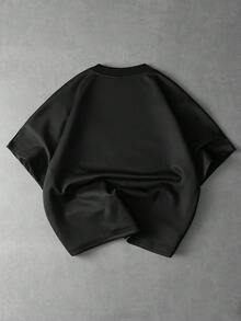 PAVTROS 男士夏季休闲刺绣短袖T恤 - 黑色 - 查看 2