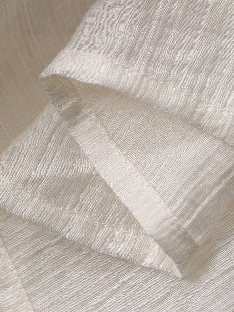 Women's Elegant Poetic Romantic Lace Textured Tie-Up Shirt And Shorts 2-Piece Set