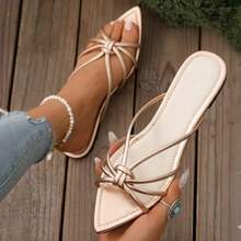 610 Sandalias planas punta aguda con tiras trenzadas - oro rosado - Ver 6