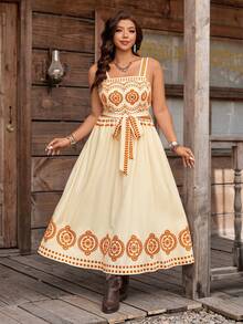 Nubod Vestido camisero con estampado floral elegante y retro, ideal para vacaciones de primavera/verano y uso casual/de oficina - Albaricoque - Ver 7