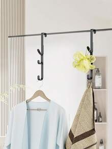 免钻孔碳钢门钩 - 节省空间的垂直毛巾架，适用于浴室、卧室、衣柜收纳 - 豎排掛鉤 - 查看 7