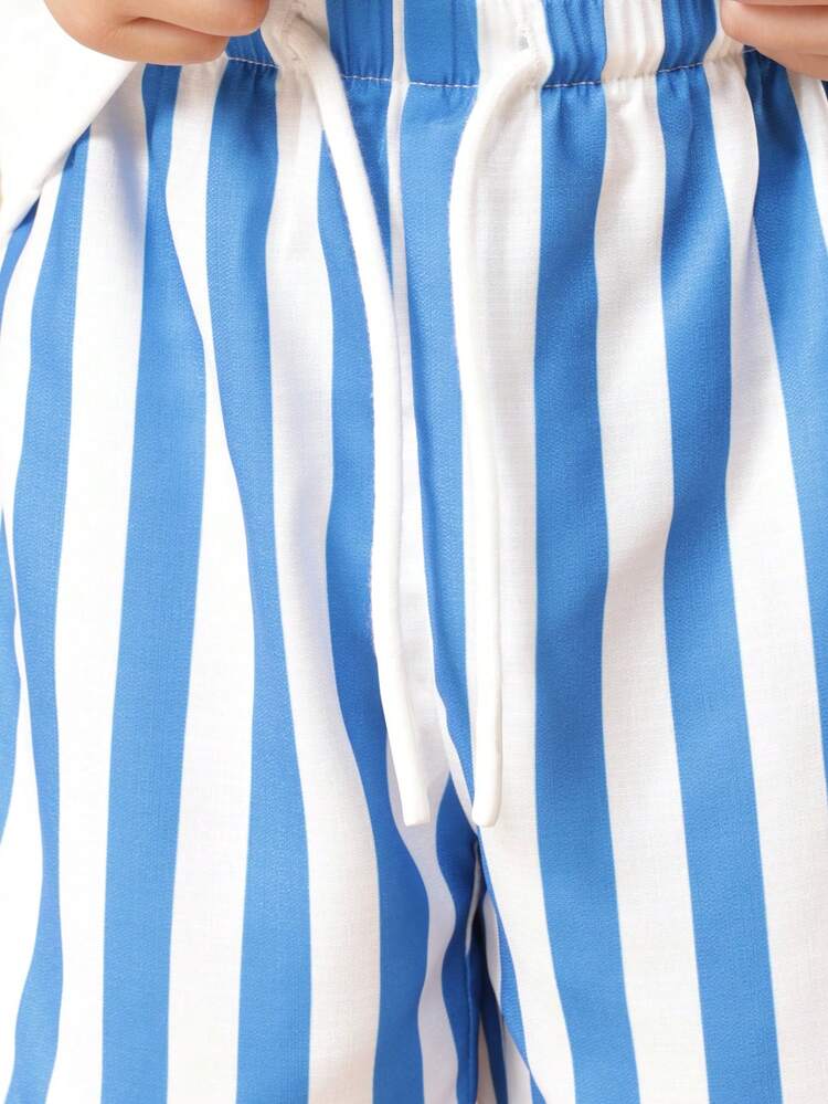 Komplet: koszulka polo i szorty w paski