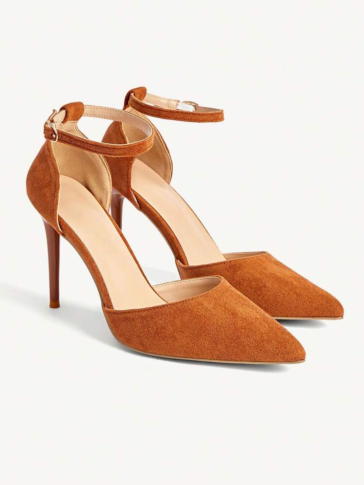 CUCCOO CHICEST Women's New Suede Brown Pointed Toe High Heels, Strap Thin Heel Hollow Out Sandals, Elegant & Versatile For Party, Christmas, New Year's Eve Valentine's Day Elegant Shoes