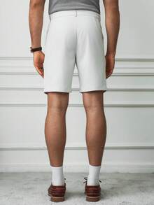 HUEFORM Quần short nam đơn giản, xếp ly, màu trơn, thích hợp cho mùa hè. - Màu be - Xem 4