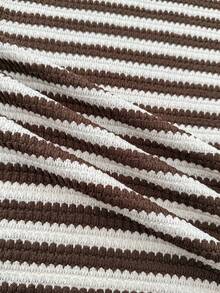 Teen Girls Casual Vacation Back-To-School Western Beach Boho Tropical Elegant Strapless Cold-Shoulder Backless Halter Striped Mini Dress, Suitable For Wedding Guest, Graduation, Brunch, St. Patrick's Day, Spring Break, Easter, Music Festival - Multicolor - View 5