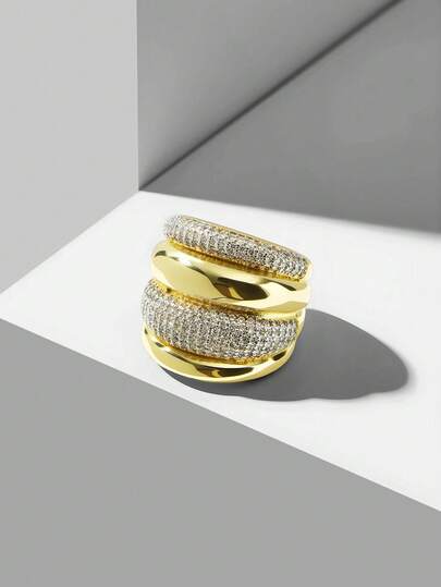 MOTF PREMIUM 18K镀金氧化锆开口戒指