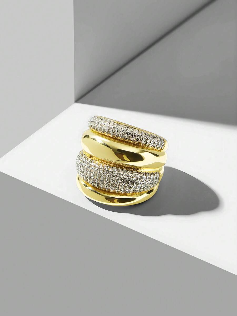 MOTF PREMIUM 18K镀金氧化锆开口戒指 - 拼色 - 查看 1