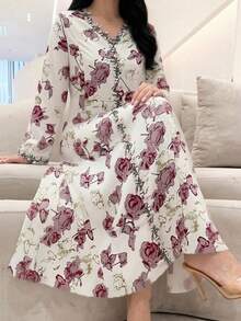 Yasmyna Đầm kiểu Pháp mới, cổ chữ V, thêu hoa, xếp ly, chất liệu vải mềm mại. - Nhiều màu - Xem 2
