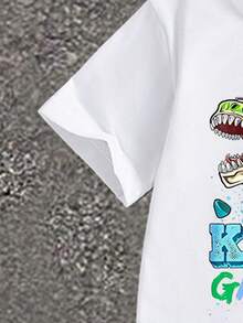 Streecool Kids Bộ 2 món gồm áo thun cổ tròn tay ngắn và quần cargo in hình khủng long hoạt hình dành cho bé trai, thích hợp cho các lễ hội, tiệc tùng, mùa xuân/hè, thoải mái và năng động, lý tưởng cho mùa hè. - xanh quân đội - Xem 7