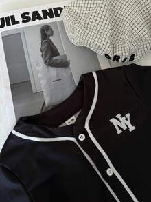 Playful Pals 男婴时尚街头运动球衣风格短袖T恤和短裤套装 - 黑色 - 查看 5