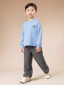 SUMWON Boys Waffle Knit Long Sleeve Top With Straight Leg Pants Two Piece Casual Co-Ord Set Tokyo Japan Print Design Vacation - Multicolor - View 2