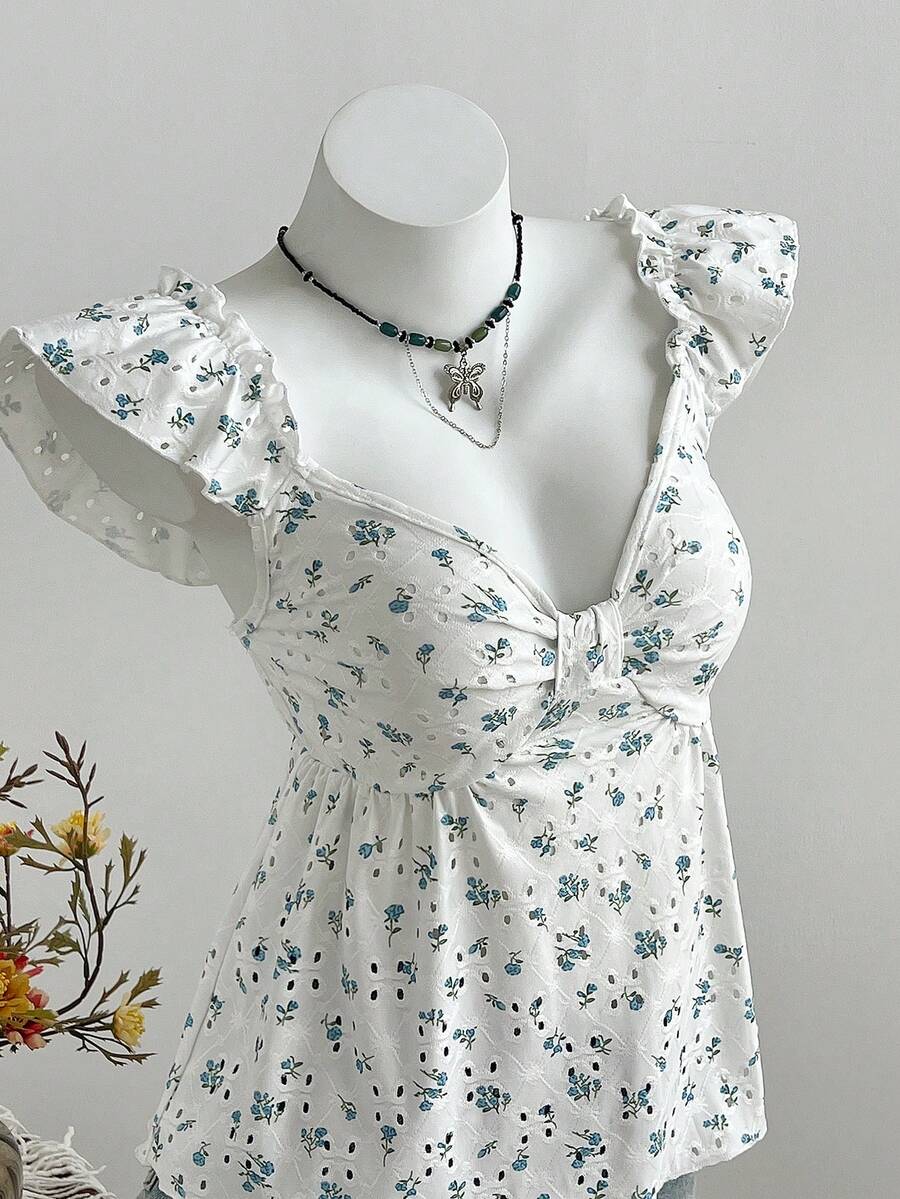 Elamini Women's Floral Jacquard Textured Print Shirt, Spring/Summer - Multicolor - View 1