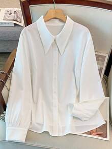 GlowEve CURVE Bộ đồ 2 món cỡ lớn dành cho nữ: Áo sơ mi dài tay thường ngày và váy dây mảnh, Xuân/Hè/Thu - Nhiều màu - Xem 5