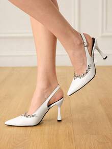 CUCCOO HITCHD Giày cao gót mũi nhọn đính đá lấp lánh dành cho nữ, kiểu dáng thanh lịch, sang trọng, lãng mạn, gợi cảm, phong cách Gothic, chất liệu da lộn màu đen, thích hợp cho váy dạ hội, dự đám cưới, tiệc trà chiều, hẹn hò, tiệc tùng, lễ hội, Halloween, Giáng sinh, Lễ Tạ ơn, sinh nhật. - trắng - Xem 2