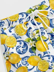 VIVINTIMO Men's Lemon Print Breezy Beach Shorts, Mesh Lining - Multicolor - View 4