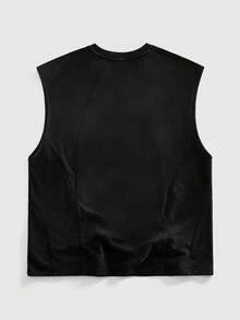 ROMWE MEN Minimalist Arched Elegant Sports Camisole - Black - View 2