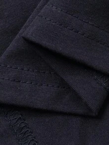 FRIFUL Vestido casual de mujer con patrón de letras, volantes y hombros caídos de manga larga, otoño - Azul Marino - Ver 7