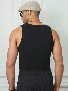 HUEFORM Men's Black Summer Casual Gym Tank Top, Wrinkle-Resistant Solid Color Sleeveless Tops, Muscle Shirt For Everyday Wear, Commuting,And Layering, Holiday - Black - View 2