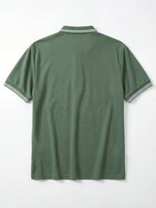 Manfinity Dauomo Men's Fashion Business Casual Vacation Polo Shirt With Collar And Zipper - Army Green - View 4