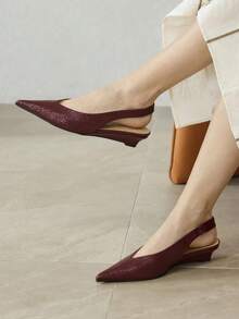 MOTF PREMIUM Tacones de punta fina con tira trasera para mujer, para el Día de San Valentín, zapatos de , tacones para vacaciones de , Pascua, baile de graduación y Navidad - Borgoña 2 - Ver 5