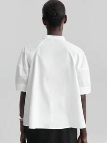 Ontre 2026春夏新款白色短袖纽扣衬衫，休闲简约宽松百搭，适合度假、婚礼、母亲节、教师节、办公等场合穿着。 - 白色 - 查看 7