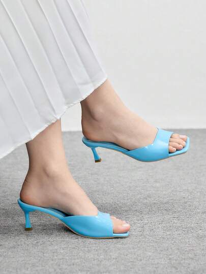 CUCCOO BIZCHIC 女士时尚方头高跟拖鞋，舒适百搭，优雅夏季休闲鞋