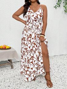 SHEIN Frenchy Đầm không tay in hoa dáng rộng dành cho nữ cỡ lớn - Nhiều màu - Xem 4