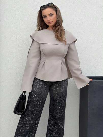 Jeta Ari Women's Solid Color Ribbon Design Pleated Waist Fashion Blouse Fall Clothes Fall Clothes For Women All Outfits Women Fall Outfits For Women Fall Outfits Autumn Clothes Women's Fall Clothes Teacher Outfits For Women Teacher Teacher Outfits Teacher Clothes Business Casual Woman Business Casual Outfits Women Business Casual Business Casual Women Shawl Shirt,Blusas Elegante Para Mujer