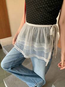 DAZY Chân váy nữ màu trắng buộc dây kiểu dáng thường ngày - trắng - Xem 5