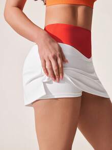 Core Rhythm Váy thể thao mùa hè ôm sát, cạp cao, xẻ tà, phối màu tương phản - Nhiều màu - Xem 7